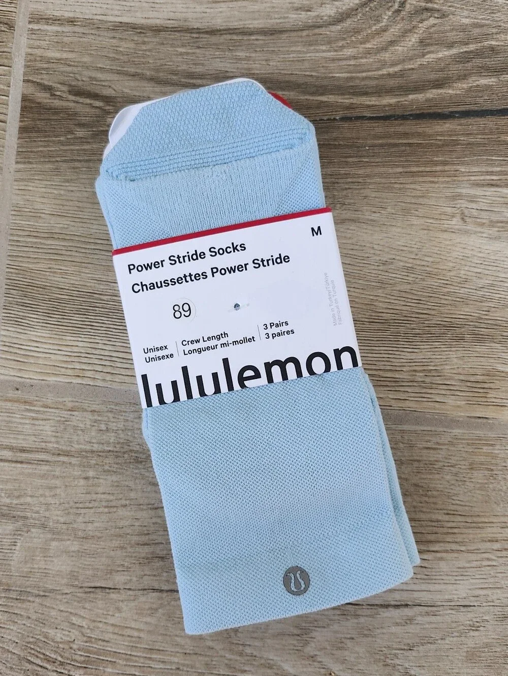 lululemon athletica Power Stride Crew Socks Unisex - Light Blue (3-Pack) M